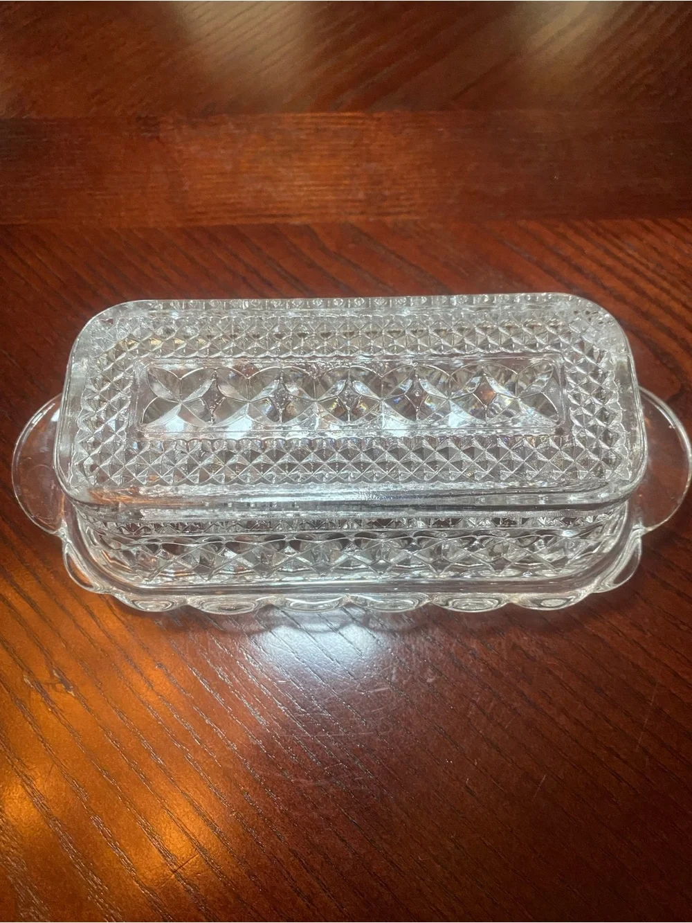 Anchor Hocking Wexford covered butter dish- Classic Diamond Cut